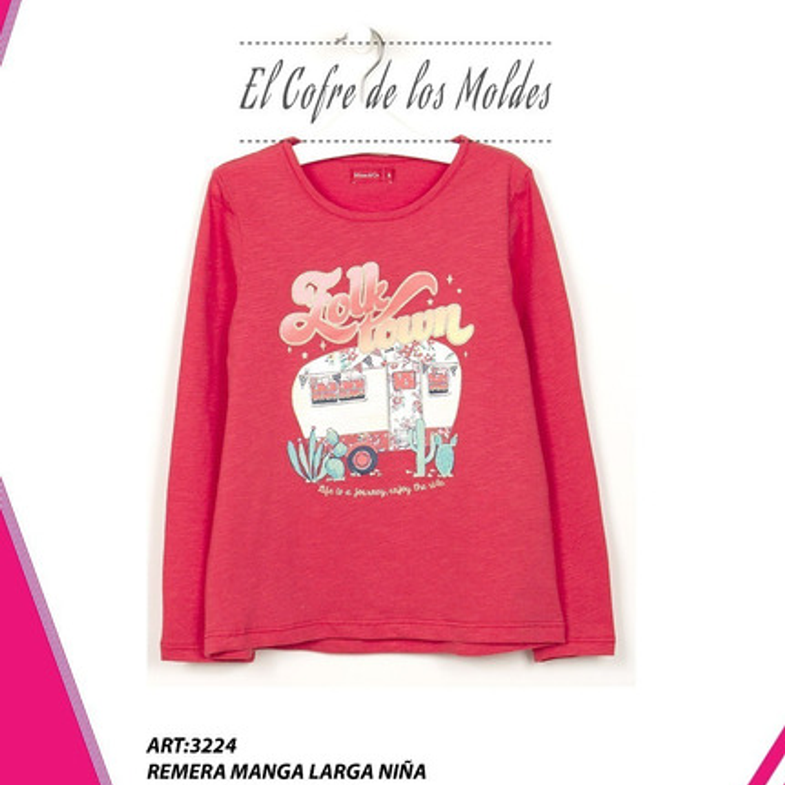 Molde Digital Polera Manga Larga Niña Pack Talles 2 Al 16 1