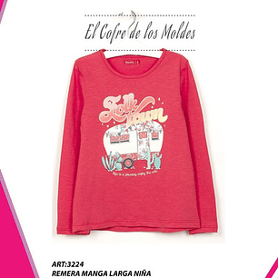 Molde Digital Polera Manga Larga Niña Pack Talles 2 Al 16