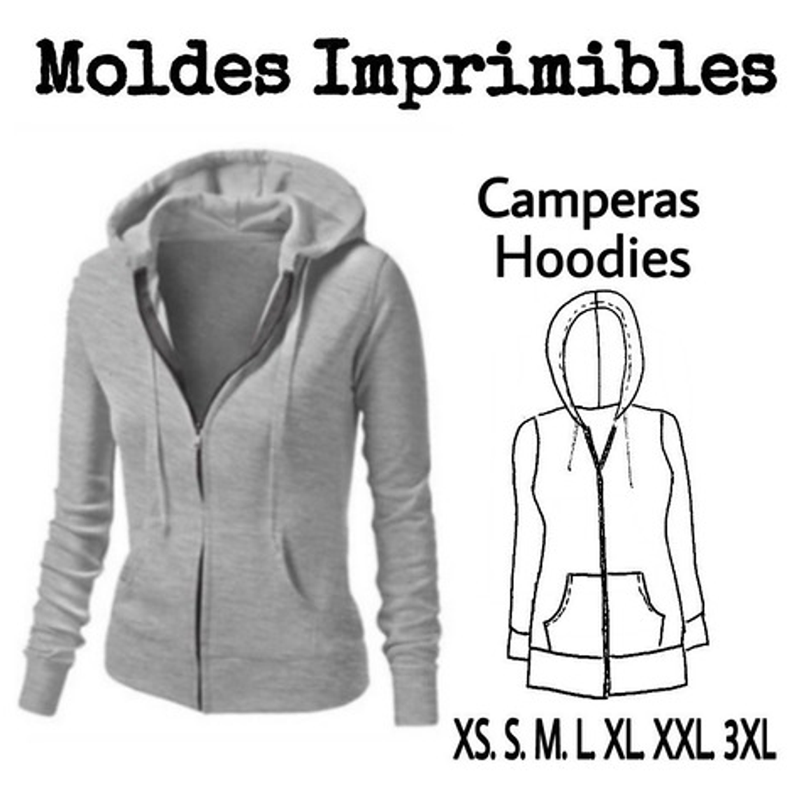 Moldes Patrones Imprimibles Chaqueta Canguro Xs Al xxl 1