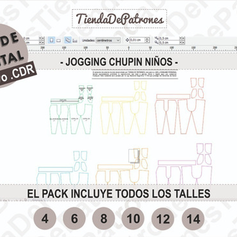 Molde Patron Coreldraw Jogger Chupin Niños Talles 4 Al 14 3