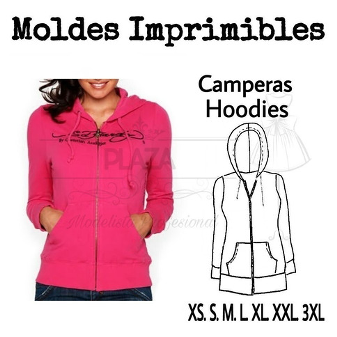 Moldes Patrones Imprimibles Chaqueta Canguro Xs Al xxl 2