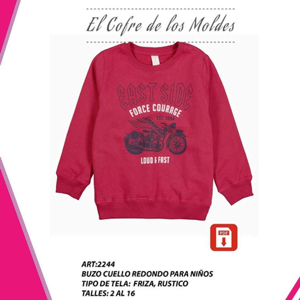 Molde Digital Polerón Niños, Patron Pack Talles 2 Al 16 1