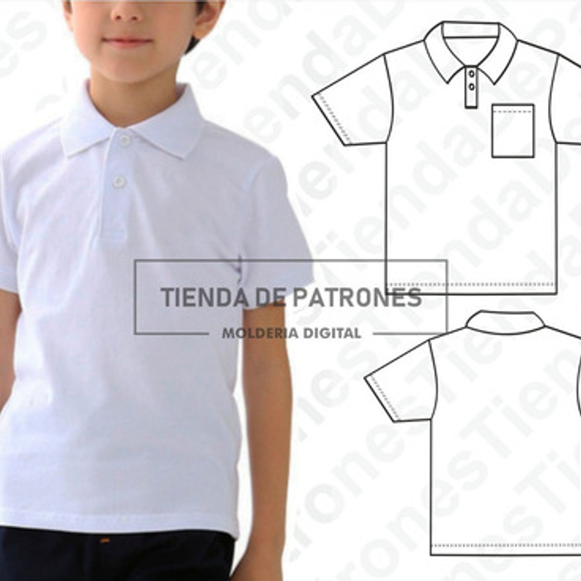 Molde Patron Coreldraw polera Polo Niños Talles Del 10 Al 16 1