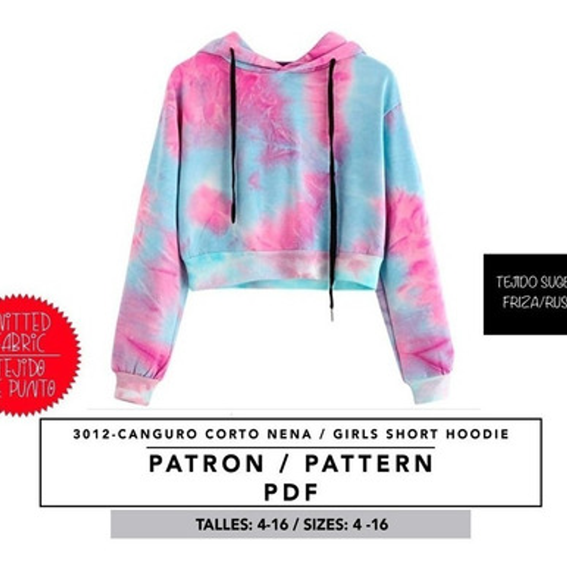 Molde De Costura, Patron Canguro Top Corto Nena, Imprimible 1