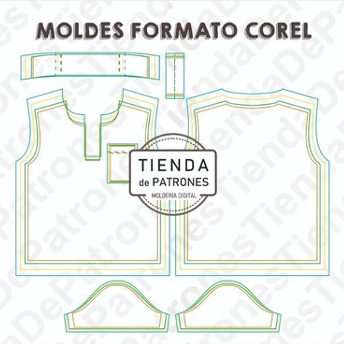 Molde Patron Coreldraw polera Polo Niños Talles Del 10 Al 16 2