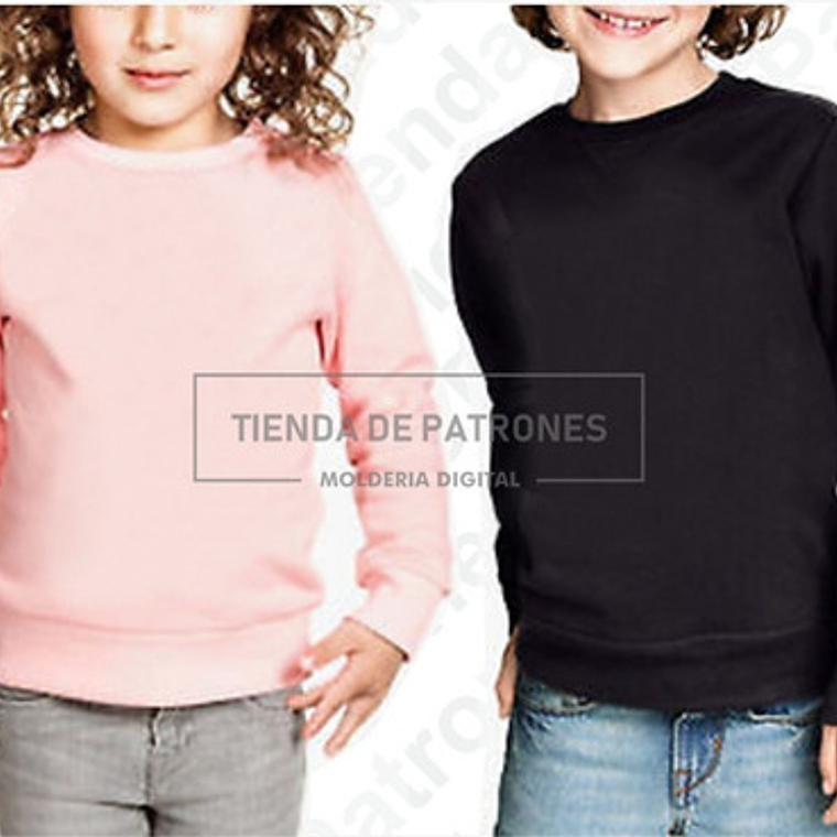 Molde Patron Coreldraw Polerón Basico Niños Talles 6 Al 14 1