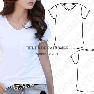 Molde Imprimible Polerón Escote V Mujer Talles Del Xs Al 2xl