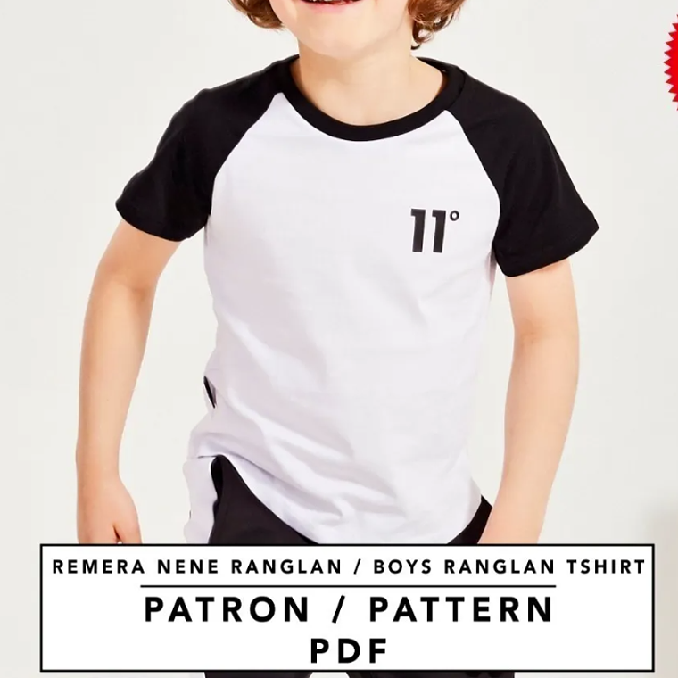 Molde De Costura, Patron Remera Ranglan Mc Nene , Imprimible 1