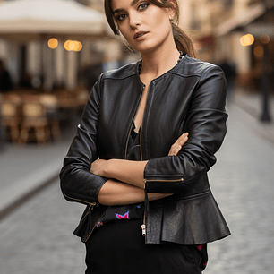 Molde Digital Campera Cuerina Volado Ruedo, Talles S Al Xxl