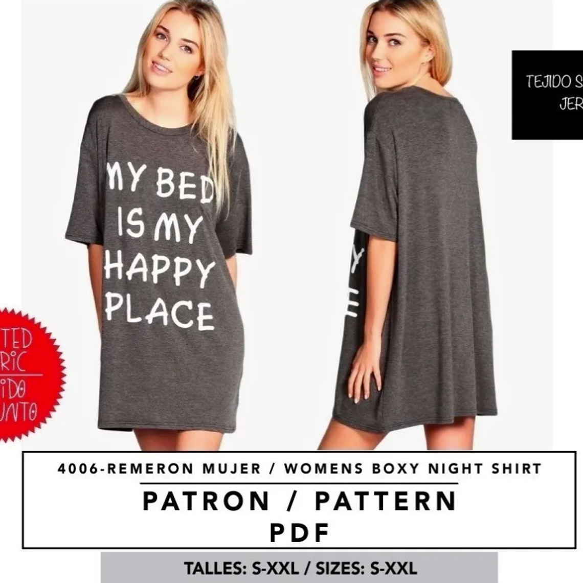 Molde De Costura, Patron Remeron Camison Dama, Imprimible 4