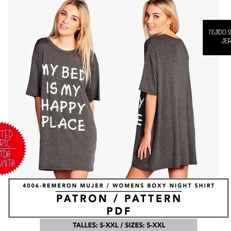 Molde De Costura, Patron Remeron Camison Dama, Imprimible 4