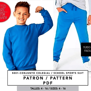 Molde De Costura, Patron Jogging Escolar Niños , Imprimible