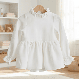 Molde Digital Blusa Bebe Cuello Alto Fruncido, Talles 1 Al 5