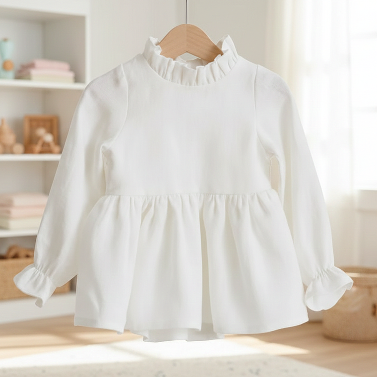 Molde Digital Blusa Bebe Cuello Alto Fruncido, Talles 1 Al 5 1