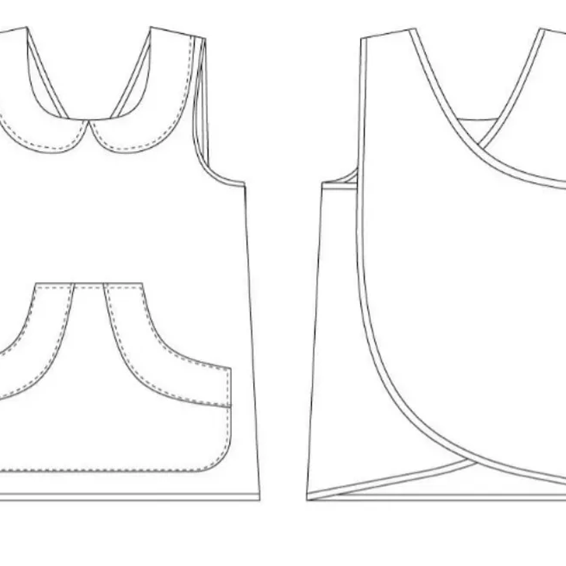 Molde De Costura, Pechera Escolar Adultos, Delantal Simple 2