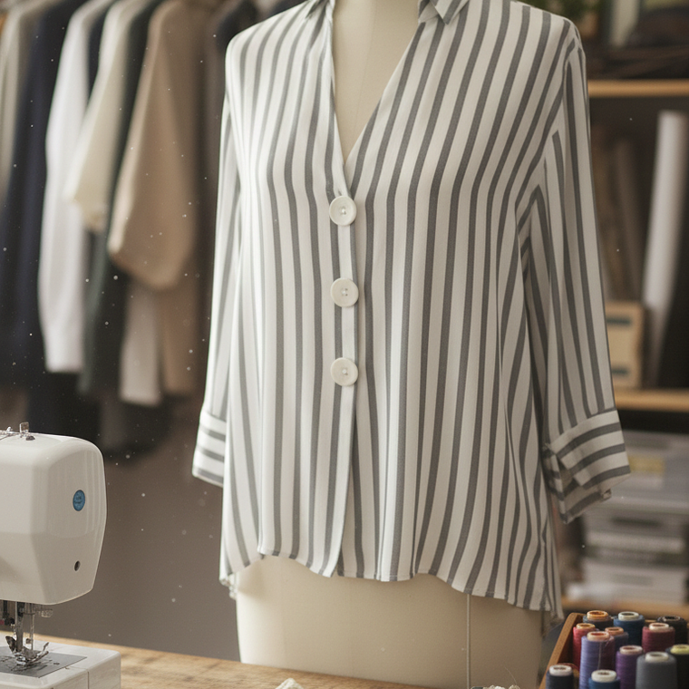 Molde Digital Camisa Escote V, manga 3/4 Pack 5 Talles! 1