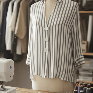 Molde Digital Blusa Camisera Escote V,  Manga 3/4 Pack 5 Talles!