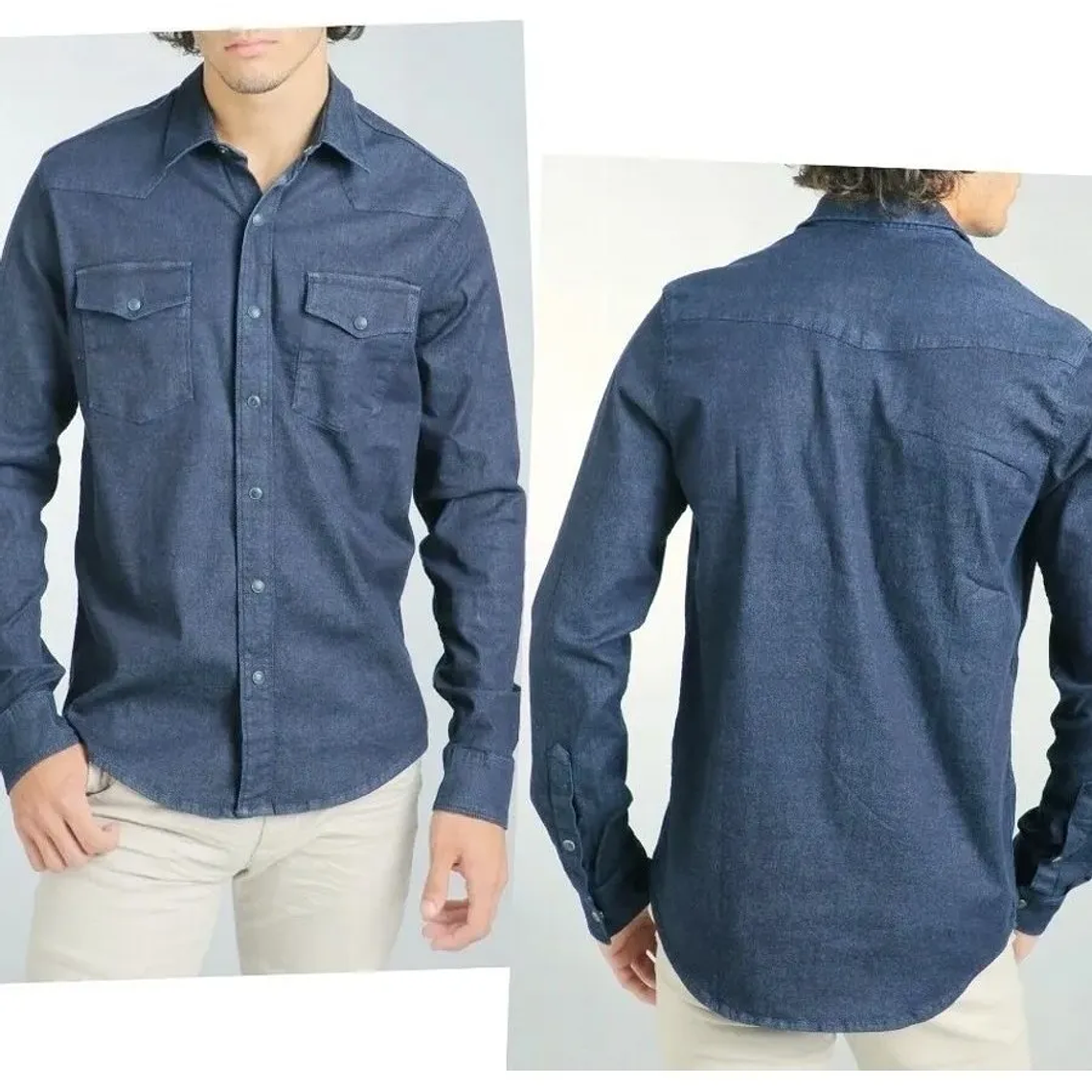 Molde Digital Camisa Hombre Con canesu en pico, talles S A Xxl 2