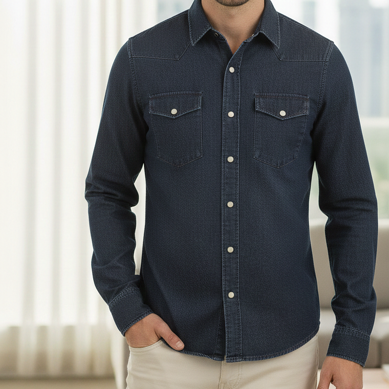 Molde Digital Camisa Hombre Con canesu en pico, talles S A Xxl 5