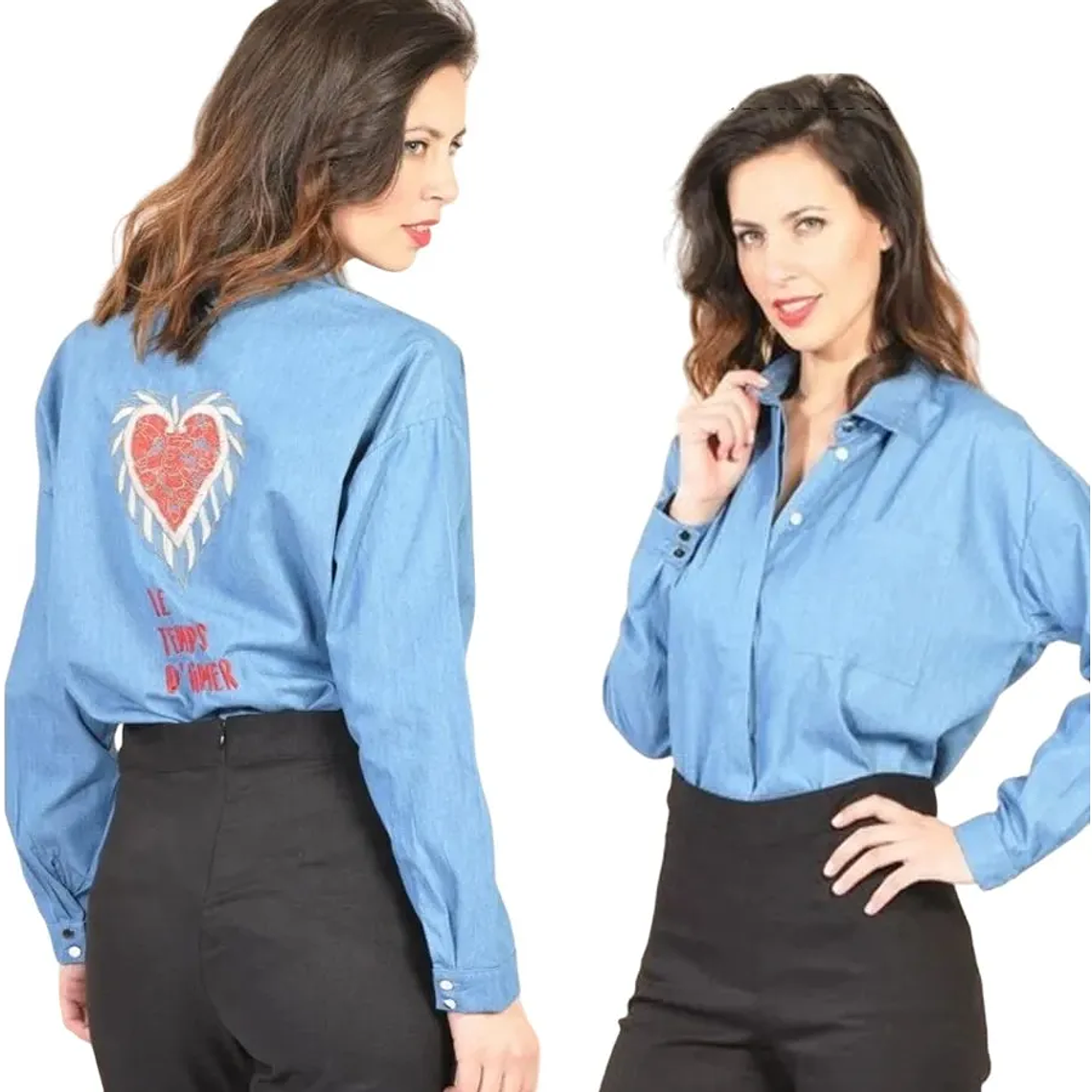 Molde Digital Camisa Amplia De Denim Patron Pack 5 Talles! 2