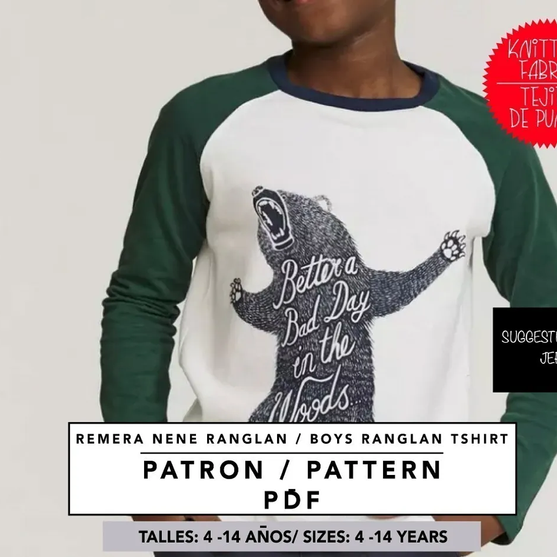 Molde De Costura, Patron Polera Ranglan Ml Nene, Imprimible 1