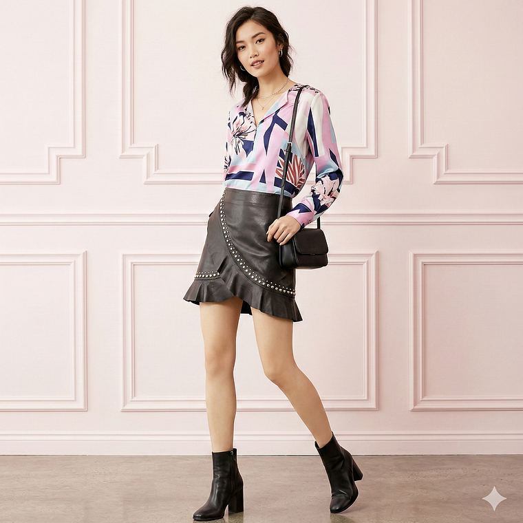 Molde Digital Pollera Cuerina Volado Cruzado Pack 5 Talles! 4