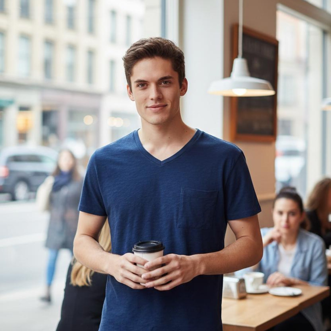 Molde Digital Polera Manga Corta Cuello V, Talles S A Xxl 1