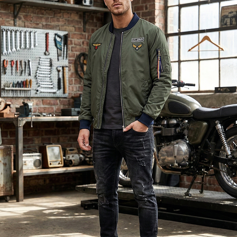 Molde Digital Campera Bomber Hombre Pack Talles S Al Xxl 1