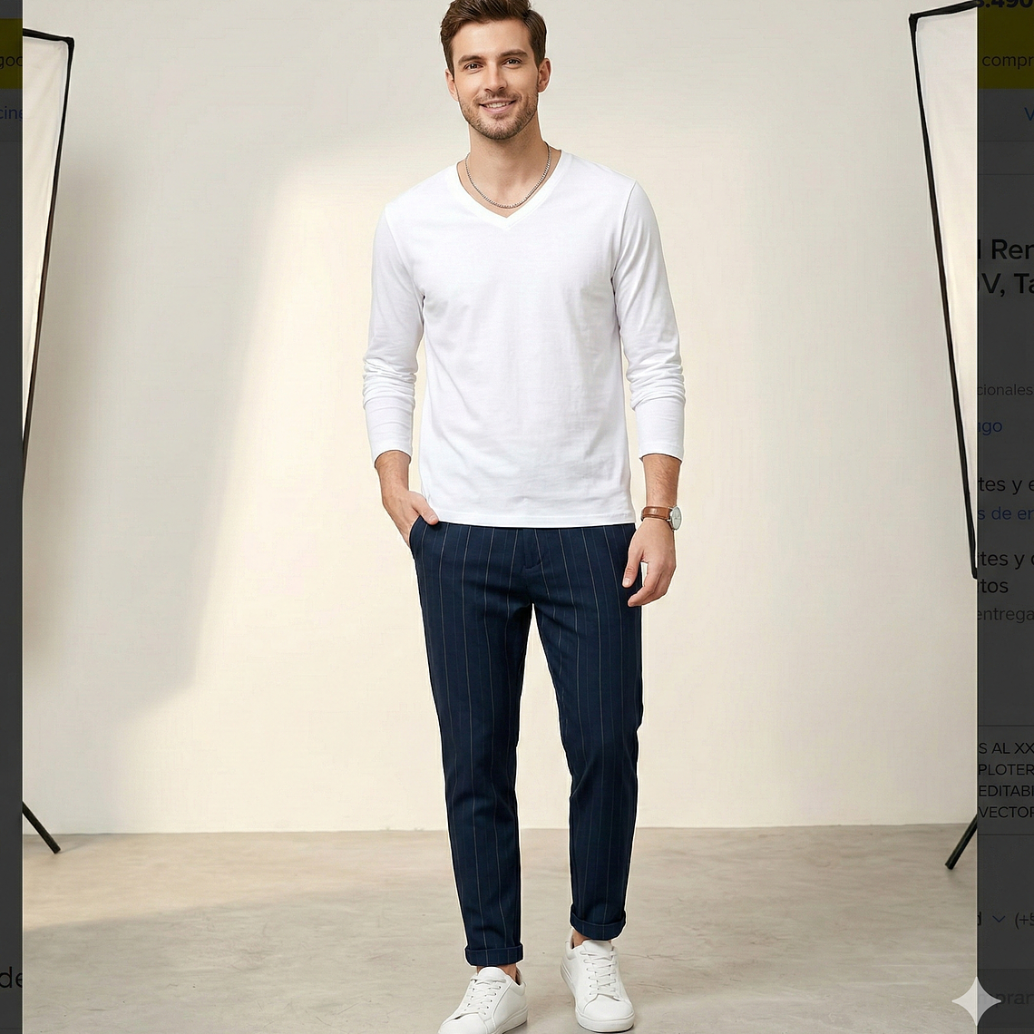 Molde Digital Remera Manga Larga Cuello V, Talles S Al Xxl 2