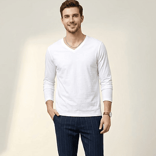 Molde Digital Polera Manga Larga Cuello V, Talles S Al Xxl