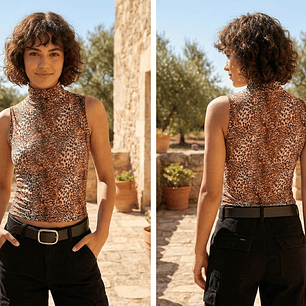 Molde Digital Polera Cuello Alto Sin Mangas Mujer, Pack Talles S Al Xxl