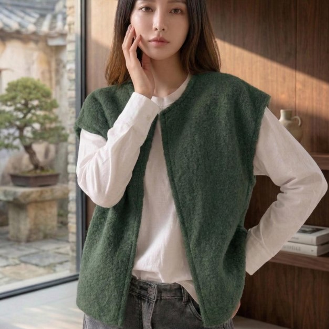 Patrón de costura de chaleco tela tipo peluche para mujer 1