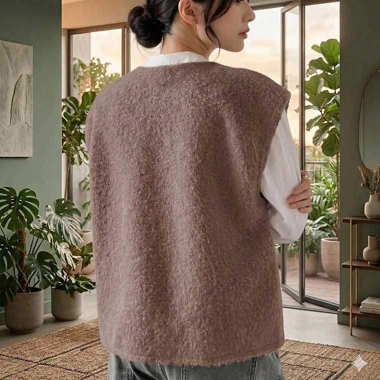 Patrón de costura de chaleco tela tipo peluche para mujer 5