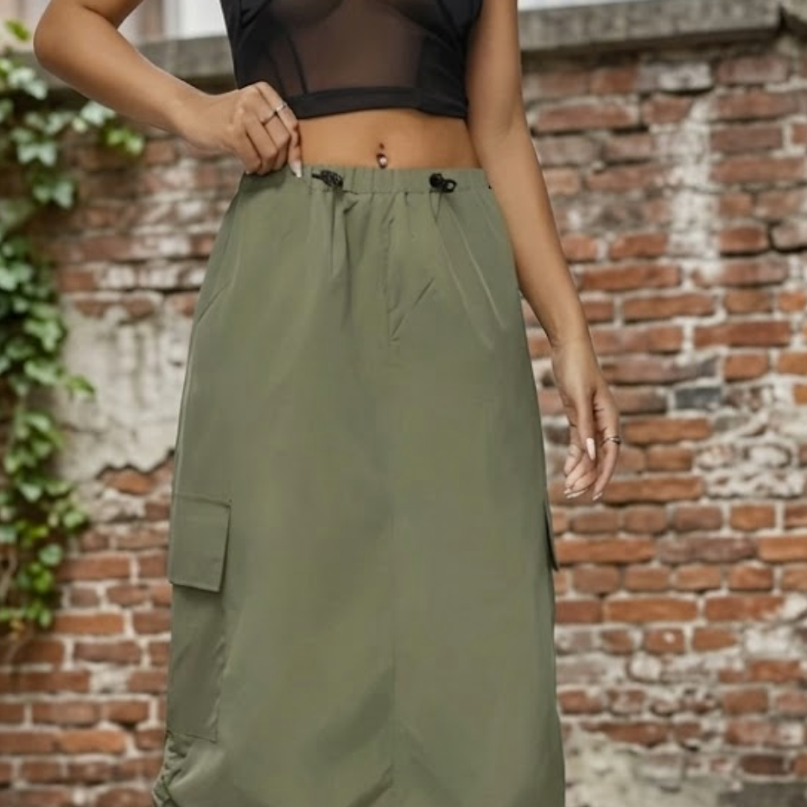 Molde Digital Falda Larga Cargo Con Jareta, Talles S Al Xxl 3