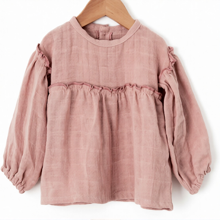 Molde Digital Remera Beba Manga Larga C / frunce talles 1 Al 5 2