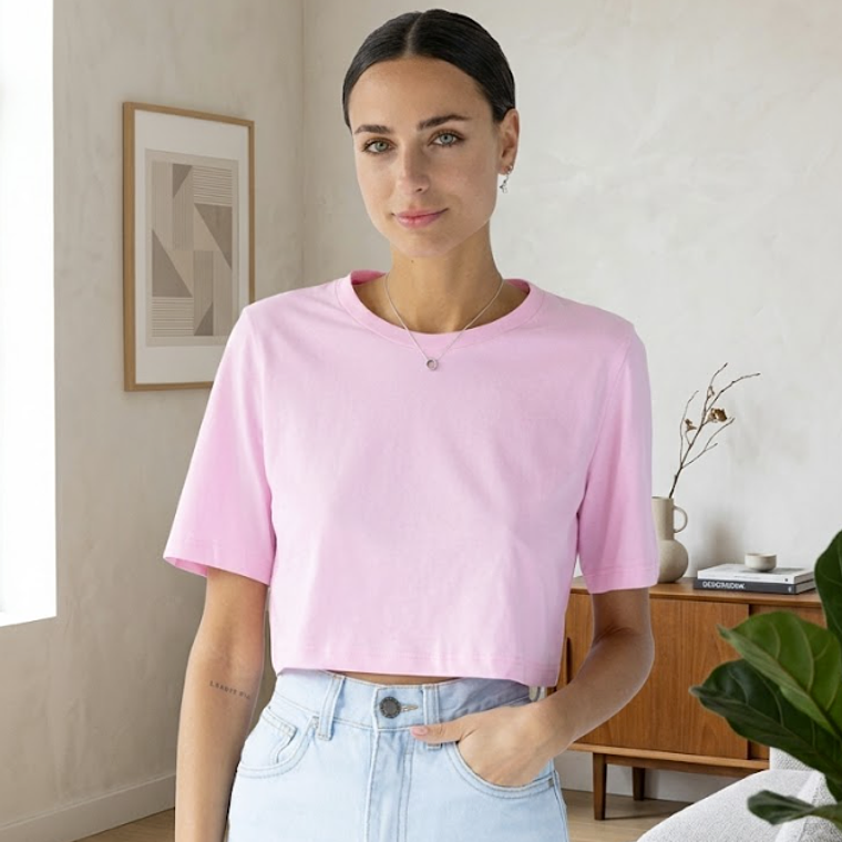 Molde Digital Remera Corta-crop Manga Ancha, Talles S Al Xxl 2