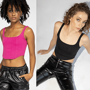 Molde Digital Top Punto Recortes Onda Corset, Talles S A Xxl