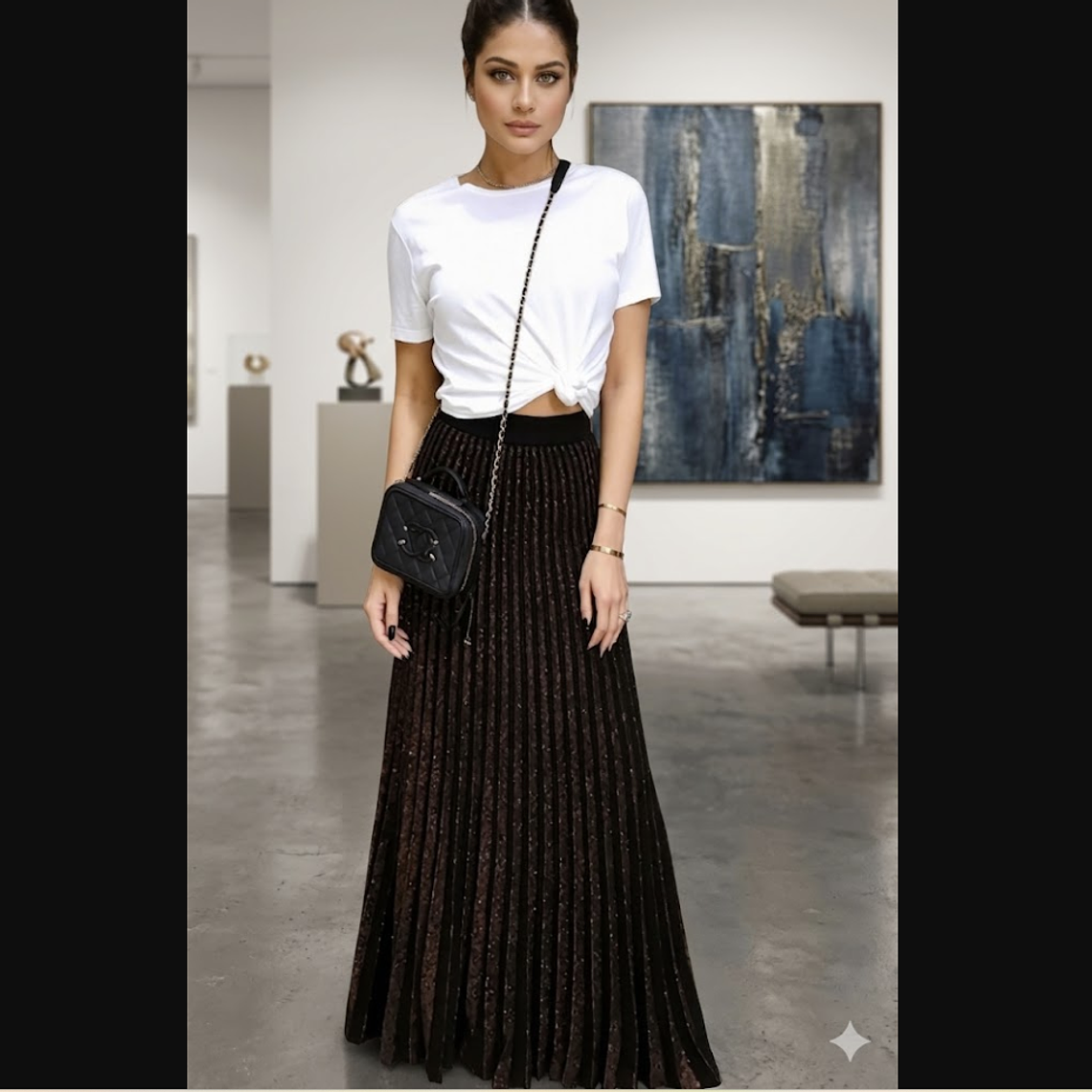 Molde Digital Falda Larga Plisada Con cintura, Talles S Al Xxl 1