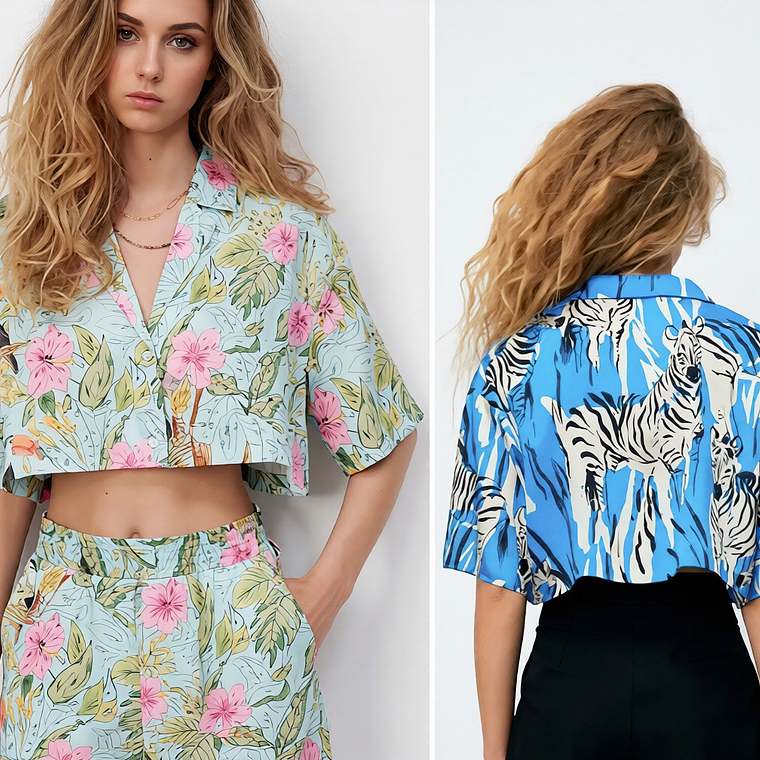 Molde Digital Camisa Cropped Oversize, Pack Talles S Al Xxl 2