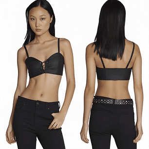 Molde Digital Crop Top Acordonado Cuerina, Talles S Al Xxl
