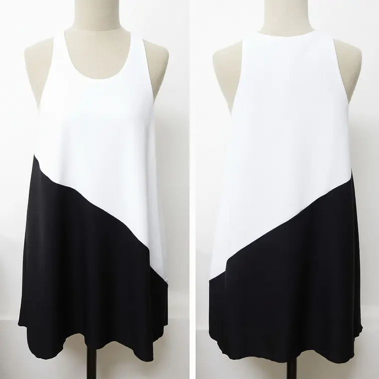 Molde Digital Vestido Evase Recorte Diagonal, Talles S A Xxl 2