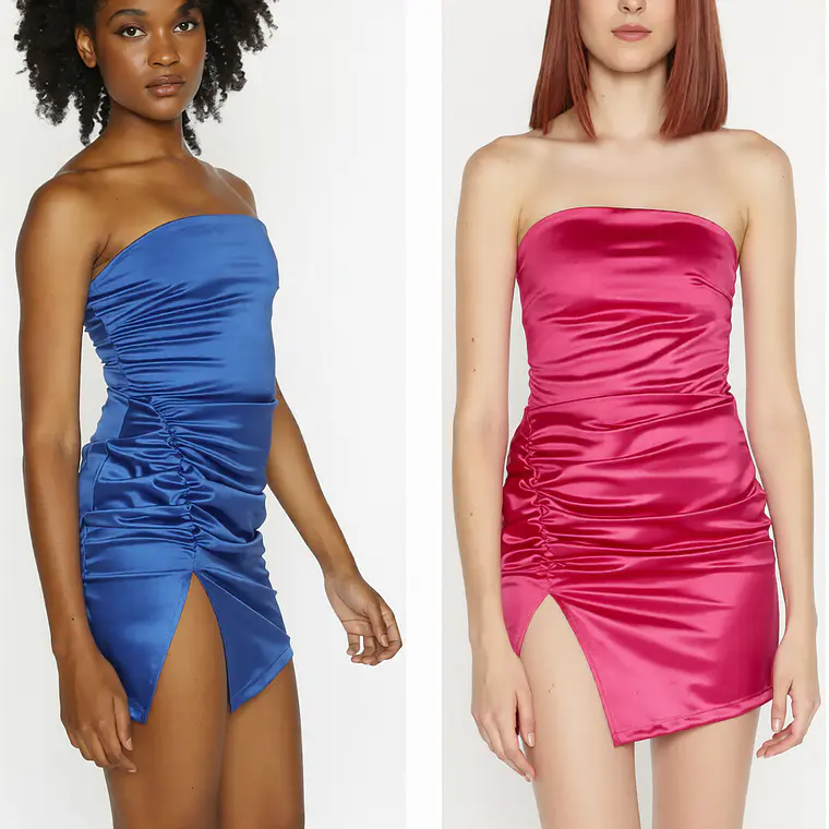 Molde Digital Vestido Strapless con tajo Inferior, Talles S Al Xxl 2
