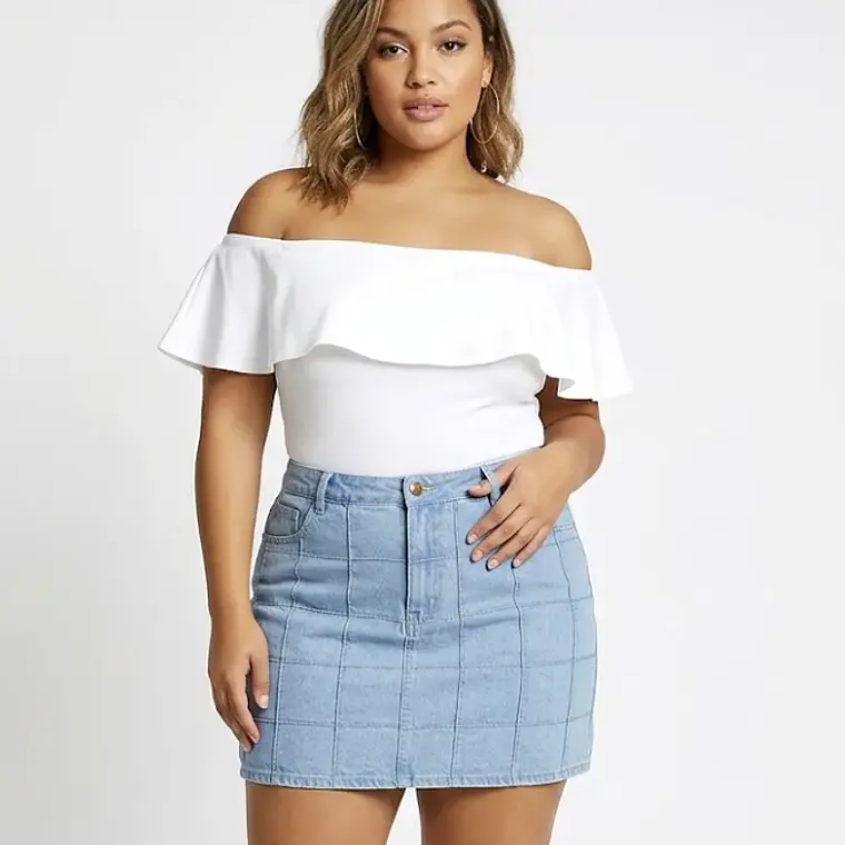 Molde Digital Malla Body C/ Volado Escote, Talles 3xl Al 7xl 1