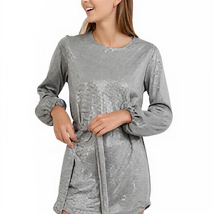 Molde Digital Vestido Con lazo y Manga Abullonada, talles S A Xxl