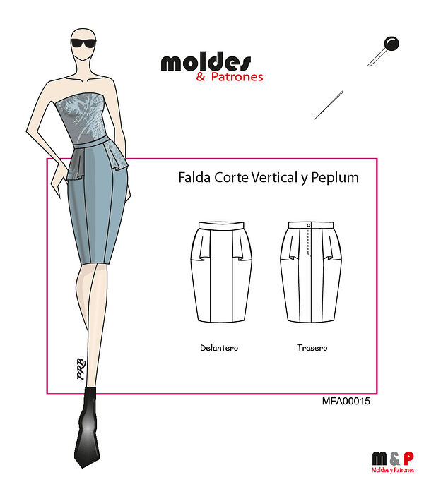 ​3 TALLAS S M L - Falda con corte y vuelo peplum