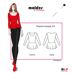 3 TALLAS S M L - Top Peplum con manga 3/4