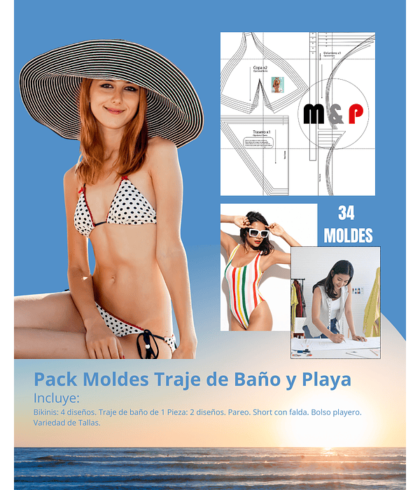 Pack de Moldes de Bikinis y Trajes de Baño