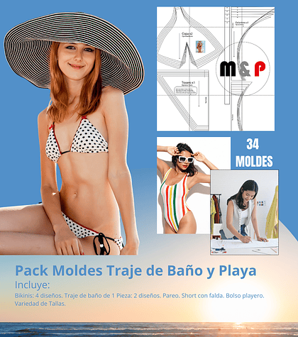 Pack de Moldes de Bikinis y Trajes de Baño