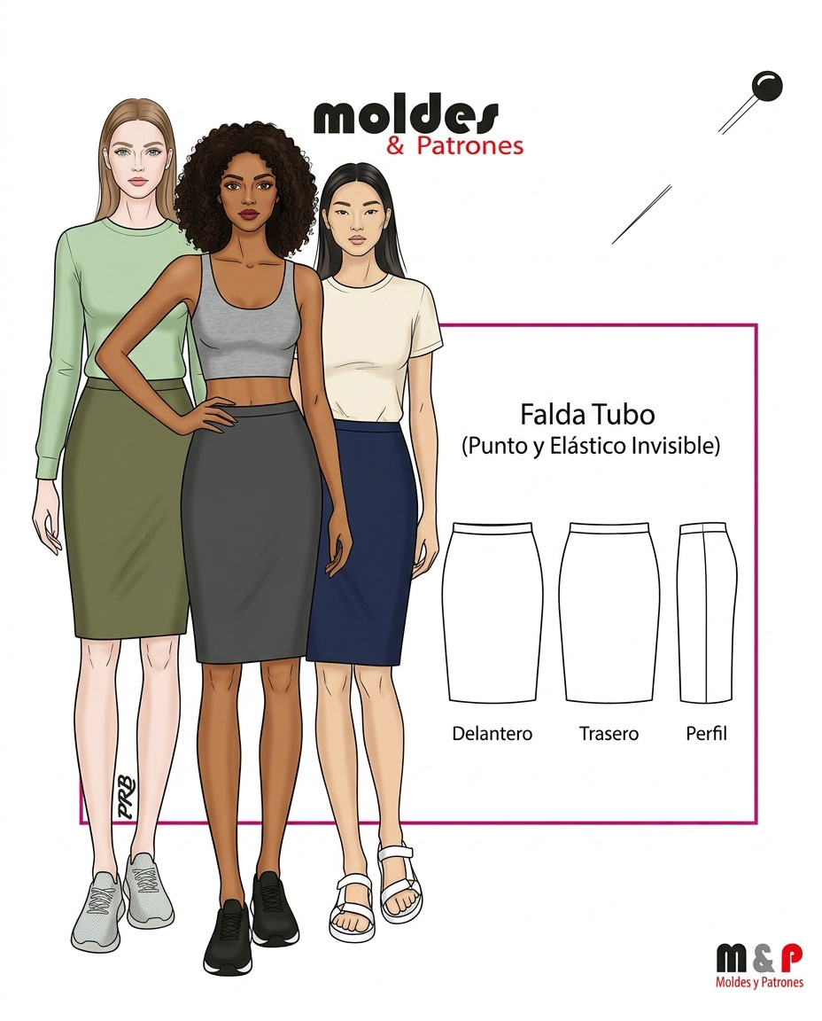 3 TALLAS S M L - Falda Tubo tela de punto