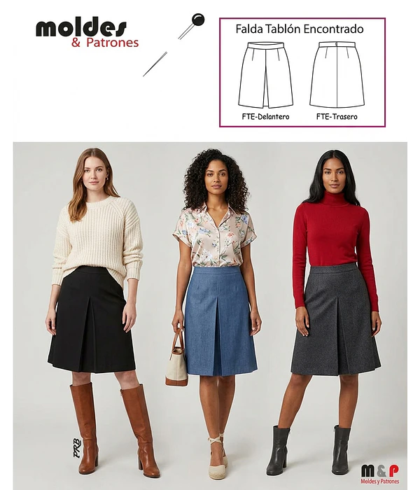 3 TALLAS S M L - Falda con tablón encontrado